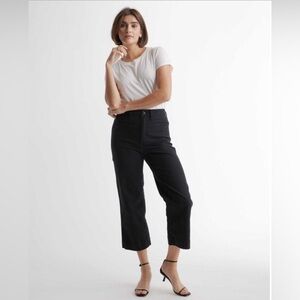 Quince Organic Stretch Cotton Twill Wide-Leg Crop Pant Black Size 30 EUC